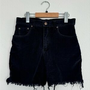 High Waisted Black Denim Shorts